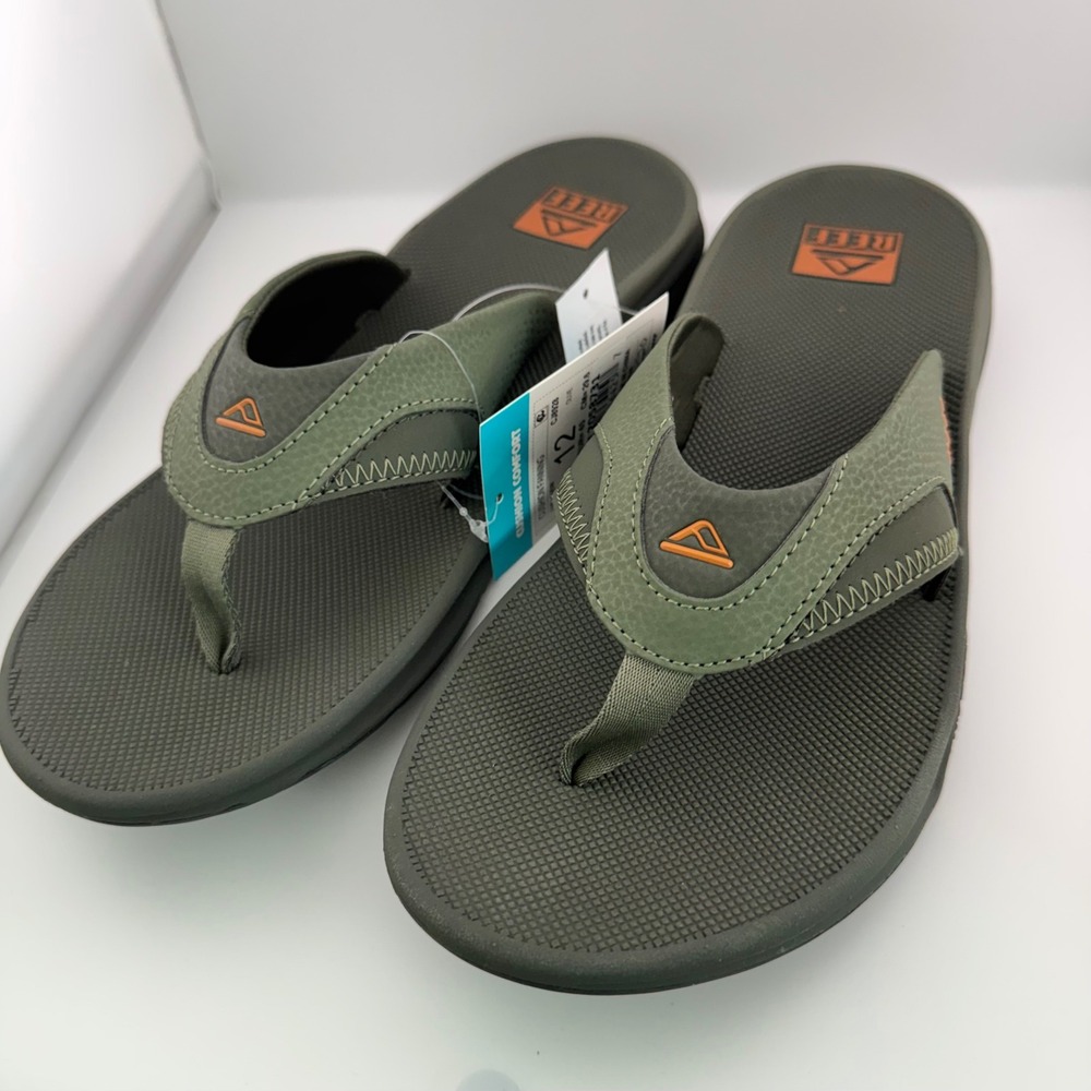 Reef Cushion Fanning Sandals Men 12 Olive NEW Bottle Opener Flip Flops CJ8928